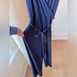 Blue wide leg spaghetti strap jumpsuit jumper romper
